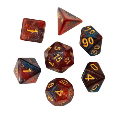 Joc de zaruri poliedric de 7 bucăți Joc de zaruri pentru joc de masă Dnd D4, D6, D8, D12, d20, D10 Set de zaruri Joc de masă Joc de masă