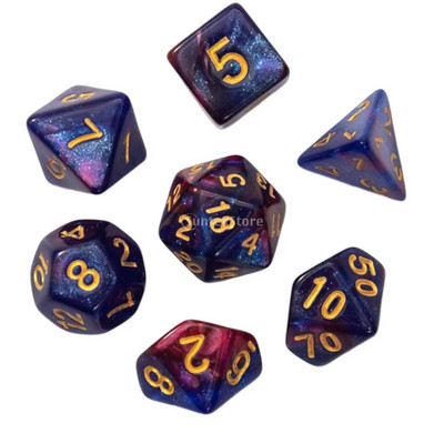 Joc de zaruri poliedric de 7 bucăți Joc de zaruri pentru joc de masă Dnd D4, D6, D8, D12, d20, D10 Set de zaruri Joc de masă Joc de masă