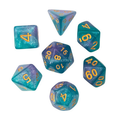 Joc de zaruri poliedric de 7 bucăți Joc de zaruri pentru joc de masă Dnd D4, D6, D8, D12, d20, D10 Set de zaruri Joc de masă Joc de masă