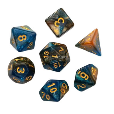 Joc de zaruri poliedric de 7 bucăți Joc de zaruri pentru joc de masă Dnd D4, D6, D8, D12, d20, D10 Set de zaruri Joc de masă Joc de masă