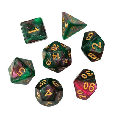 Joc de zaruri poliedric de 7 bucăți Joc de zaruri pentru joc de masă Dnd D4, D6, D8, D12, d20, D10 Set de zaruri Joc de masă Joc de masă