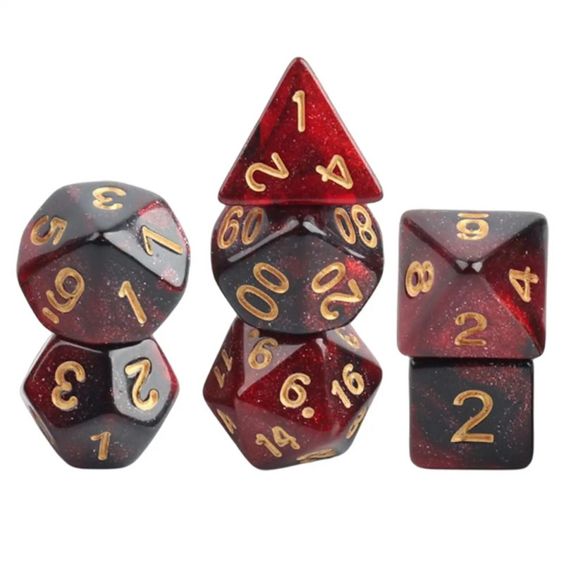 7gab Daudzskaldņu kauliņu ballīšu spēle Dnd galda spēlei D4, D6, D8, D12, d20, D10 kauliņu komplekta galda spēle.