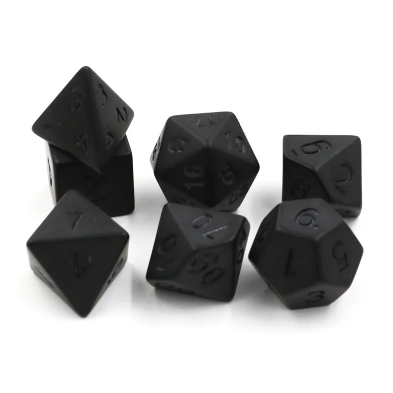 7pcs/lot Matte Black Dice Set D4 D6 D8 D10 D% D12 D20 Digitalne kockice Zabava Party Stolne igre Polihedral Dice