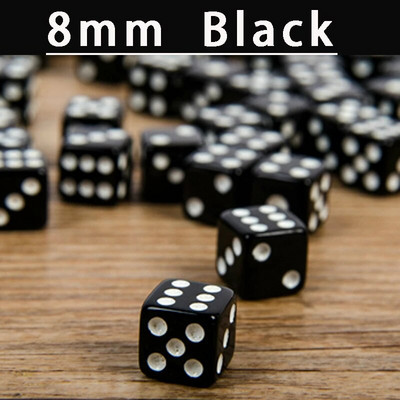 50 GAB 8 MM 10 MM kvadrātveida kauliņu atjautības spēle Sūtīt bērniem — 6 pusēji kauliņi — DIY spēles aksesuārs, mazs izmērs 8 mm, melnbalts kubs