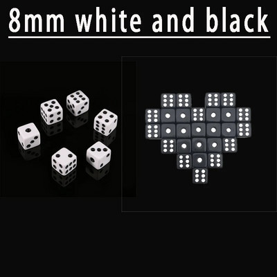 50 GAB 8 MM 10 MM kvadrātveida kauliņu atjautības spēle Sūtīt bērniem — 6 pusēji kauliņi — DIY spēles aksesuārs, mazs izmērs 8 mm, melnbalts kubs