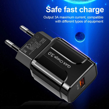 3A Бързо зареждане 3.0 USB зарядно за iPhone 12 11 Pro ЕС стенен адаптер за зарядно за мобилен телефон QC3.0 Бързо зареждане за Samsung Xiaomi