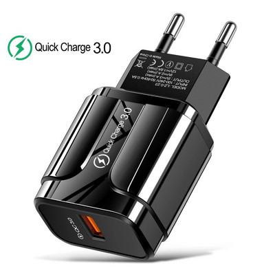 3A Quick Charge 3.0 USB Charger For iPhone 12 11 Pro EU Wall Charger Charger Mobile Phone Adapter QC3.0 Fast Charging for Samsung Xiaomi