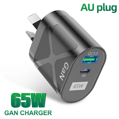 GTWIN 65W GaN încărcător australian NewZealand AU Plug USB C Telefon Adaptor de încărcare rapidă Tip C Călătorie iPhone Încărcătoare rapide Cap