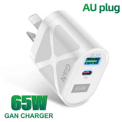 GTWIN 65W GaN încărcător australian NewZealand AU Plug USB C Telefon Adaptor de încărcare rapidă Tip C Călătorie iPhone Încărcătoare rapide Cap