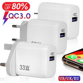 Încărcătoare universale QC3.0 33W cu încărcare rapidă USB pentru telefoane mobile pentru Samsung Xiaomi IPhone US EU UK Încărcător rapid Adaptor pentru telefon mobil