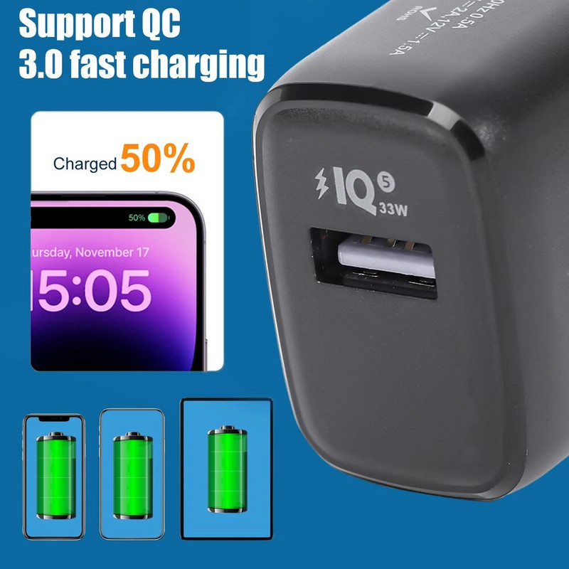Universal QC3.0 33W Φορτιστές κινητών τηλεφώνων USB γρήγορης φόρτισης για Samsung Xiaomi IPhone Η.Π.Α. Προσαρμογέας κινητού τηλεφώνου γρήγορου φορτιστή