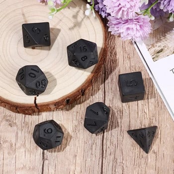 7 τεμάχια/Σετ Polyhedral Black Dice Σετ Παιχνιδιού Dice For TRPG DND Αξεσουάρ Πολυεδρικά ζάρια για επιτραπέζια παιχνίδια μαθηματικών καρτών