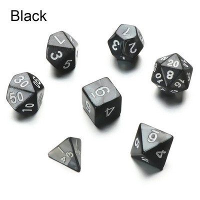 7 bucăți/set zaruri poliedrice negre set zaruri pentru TRPG accesorii DND zaruri poliedrice pentru joc de cărți de masă, jocuri de matematică