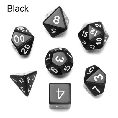 7 bucăți/set zaruri poliedrice negre set zaruri pentru TRPG accesorii DND zaruri poliedrice pentru joc de cărți de masă, jocuri de matematică