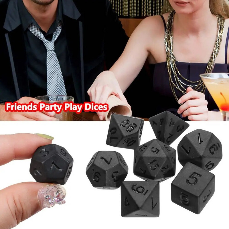 7Pcs/Set Polyhedral Black Dice Set Game Kockice for TRPG DND Dodaci Polihedral Dice for Board Card Game Matematičke igre
