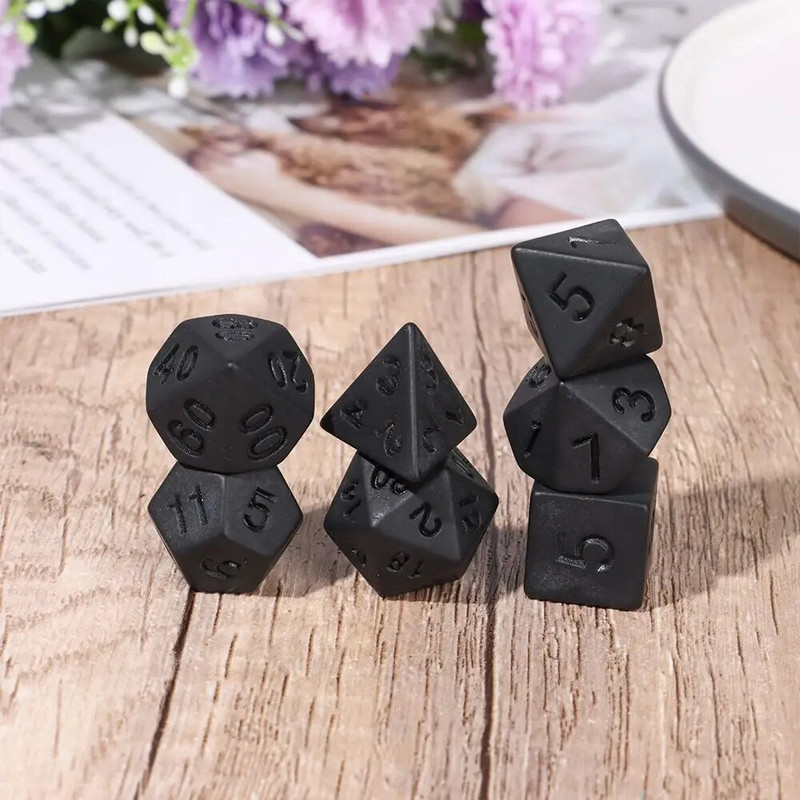 7Pcs/Set Polyhedral Black Dice Set Game Kockice for TRPG DND Dodaci Polihedral Dice for Board Card Game Matematičke igre