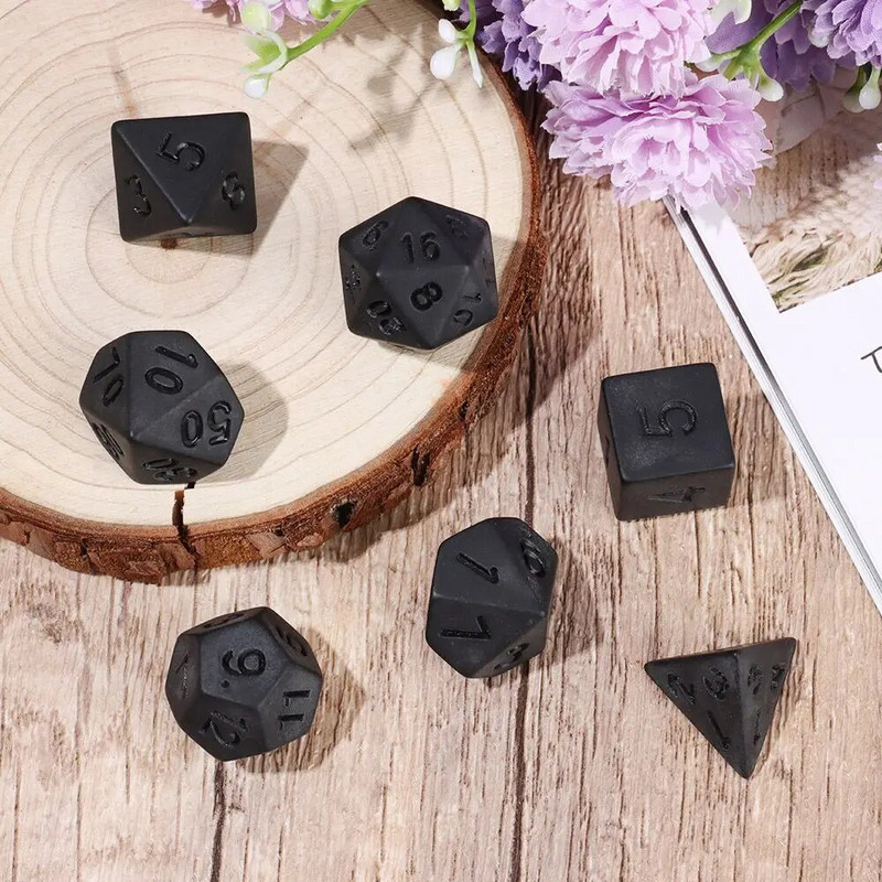 7Pcs/Set Polyhedral Black Dice Set Game Kockice for TRPG DND Dodaci Polihedral Dice for Board Card Game Matematičke igre