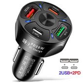 Încărcător auto Dual USB C PD 20W Încărcare rapidă PD Încărcare rapidă 3.0 Adaptor încărcător pentru telefon auto USB C pentru iPhone Xiaomi Samsung