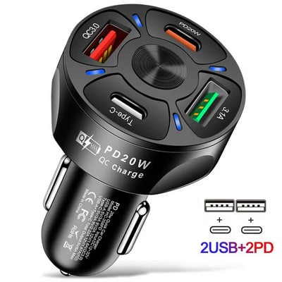 Încărcător auto Dual USB C PD 20W Încărcare rapidă PD Încărcare rapidă 3.0 Adaptor încărcător pentru telefon auto USB C pentru iPhone Xiaomi Samsung
