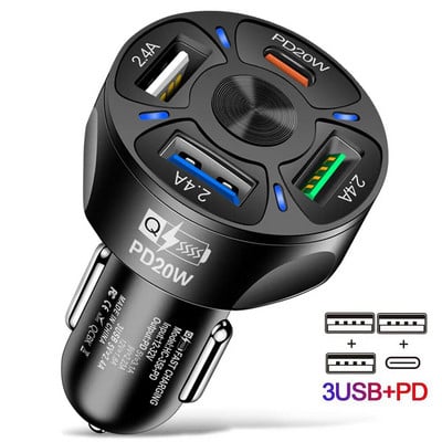 Încărcător auto Dual USB C PD 20W Încărcare rapidă PD Încărcare rapidă 3.0 Adaptor încărcător pentru telefon auto USB C pentru iPhone Xiaomi Samsung