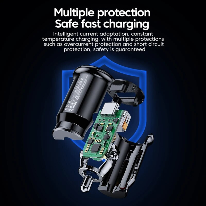 PD 45W USB automašīnas lādētājs Quick Charge 4.0 3.0 FCP SCP Type C Xiaomi iPhone 11 12 13 14 Pro Max ātras uzlādes automašīnas tālruņa lādētājs