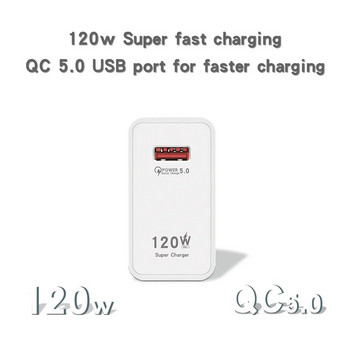 120W USB зарядно устройство EU/US/UK Стандартно супер бързо зареждане на мобилен телефон QC 3.0 Глава за зарядно устройство за Xiaomi Redmi iPhone Samsung Адаптер