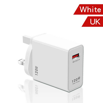 120W USB зарядно устройство EU/US/UK Стандартно супер бързо зареждане на мобилен телефон QC 3.0 Глава за зарядно устройство за Xiaomi Redmi iPhone Samsung Адаптер
