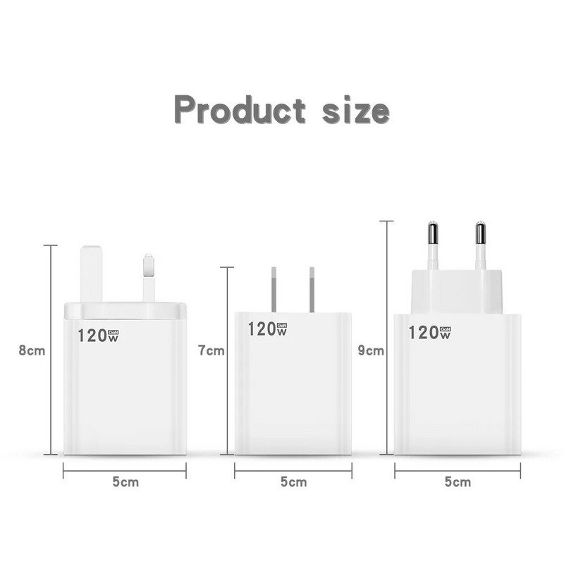 120W USB įkroviklis EU/US/UK Standartinis itin greitas mobiliojo telefono QC 3.0 įkrovimo galvutė, skirta Xiaomi Redmi iPhone Samsung adapteriui