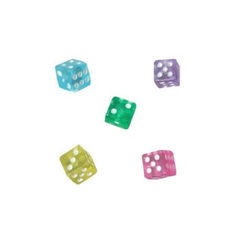 100 τεμ. 6 χρωμάτων Πλαστικό λευκό Ζάρια τυχερών παιχνιδιών Τυπικό D6 Ζάρια κύβων έξι όψεων για αξεσουάρ επιτραπέζιων παιχνιδιών 5*5*5 χιλιοστά