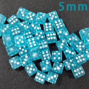 100Pcs 6colors Пластмасови бели игрални зарове под прав ъгъл Стандартни D6 Point Six Sided Cube Dice за аксесоари за настолни игри 5*5*5mm