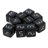 10 buc zaruri D6 cu șase fețe negru cu numere albe zaruri cu margini pătrate pentru petreceri amuzante, club, pub, joc RPG, 16 mm