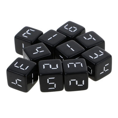 10 buc zaruri D6 cu șase fețe negru cu numere albe zaruri cu margini pătrate pentru petreceri amuzante, club, pub, joc RPG, 16 mm