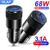 Încărcător de mașină PD de 68W, USB tip C, Adaptor pentru telefon auto pentru încărcare rapidă pentru iPhone 13 12 Xiaomi Huawei Samsung S21 S22 Încărcare rapidă 3.0