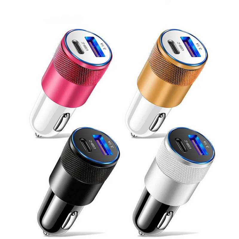 68W PD automašīnas lādētājs USB tipa C ātras uzlādes automašīnas tālruņa adapteris iPhone 13 12 Xiaomi Huawei Samsung S21 S22 Quick Charge 3.0