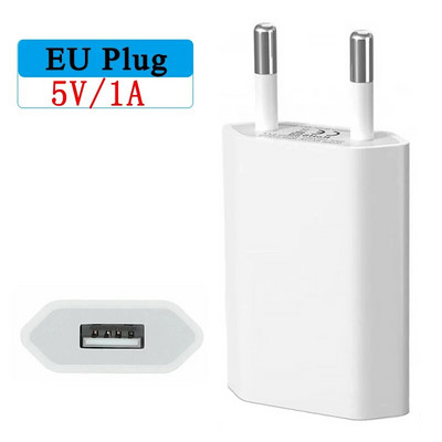 5V 1A EU mobiiltelefoni laadija kiirlaadija laadija iPhone`i jaoks Samsungi ühe USB-pordiga kiirlaadija pistikupesa kuubik telefoniadapter