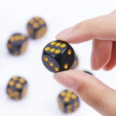 10 buc./lot zaruri rotunjite acrilice negre D6 16 mm cu punct roșu zaruri digitale pentru băut pentru jocuri de noroc joc de poker pe 6 părți.