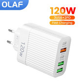Încărcătoare pentru telefoane mobile Olaf 120W USB Type-C Încărcare rapidă 5 porturi Încărcător USB C Adaptor de alimentare pentru Samsung Xiaomi iPhone QC3.0