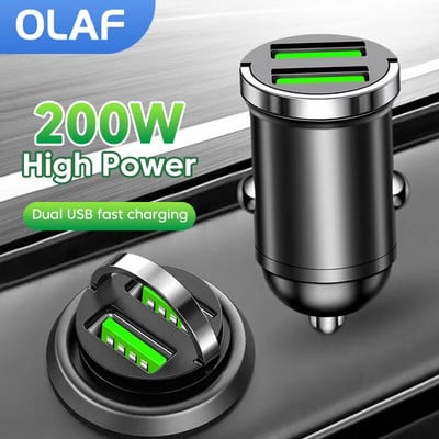 Olaf 200W Dual Ports USB Charger Car Super Fast Charging Car Fast Phone Adapter Charger Car for iPhone 13 12 Xiaomi Huawei Samsung