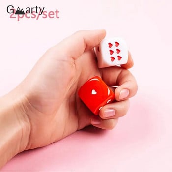 2 τεμ. Κόκκινο Λευκό σε σχήμα καρδιάς Ζάρια Παιχνίδια στηρίγματα Μεγάλου μεγέθους Στρογγυλοί γωνιακοί κύβοι Ακρυλικά ζάρια για οικογενειακά παιχνίδια για πάρτι στο μπαρ