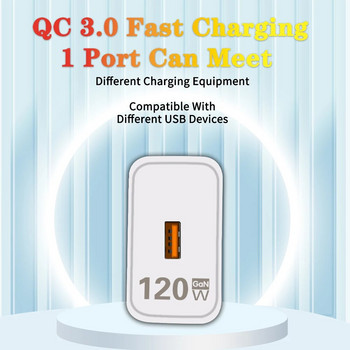 120W GaN USB зарядно Кабел за бързо зареждане Адаптер за зарядно за мобилен телефон за iphone 14 15 Pro Xiaomi 13 Huawei Mate Samsung Oneplus