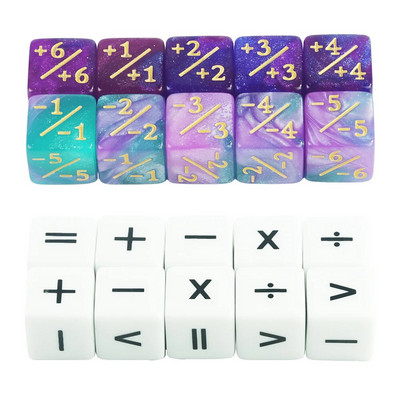 10 tk. Täringuloendurid, žetoonilised täringud, D6 täringud, mis ühilduvad kaardimänguga Match matemaatika õppevahendite tarvikud