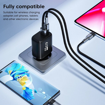 65W USB зарядно GaN PD Type C Адаптер за мобилен телефон Бързо зареждане за iPhone Samsung Xiaomi Huawei Quick Charge 3.0 Стенно зарядно устройство