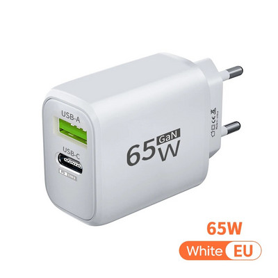 Încărcător USB 65W GaN PD Tip C Adaptor pentru telefon mobil Încărcare rapidă pentru iPhone Samsung Xiaomi Huawei Încărcător de perete Quick Charge 3.0