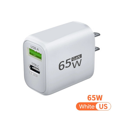 Încărcător USB 65W GaN PD Tip C Adaptor pentru telefon mobil Încărcare rapidă pentru iPhone Samsung Xiaomi Huawei Încărcător de perete Quick Charge 3.0