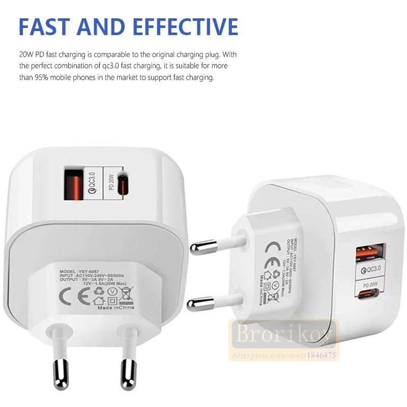 ES ASV Apvienotās Karalistes spraudnis 20 W ātras uzlādes mobilā tālruņa lādētājs Quick Charge QC 3.0 ar PD adapteri sienas USB lādētājs tālrunim iPhone 12 Samsung