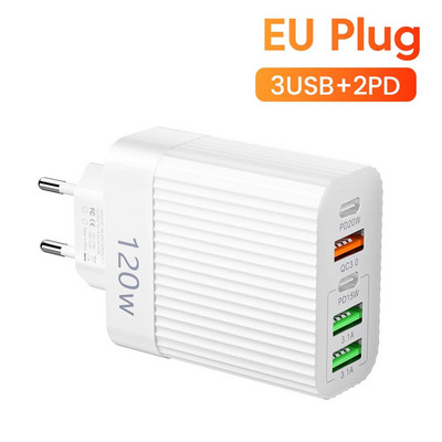 Olaf 120W 5 porturi Încărcător USB Adaptor de încărcare rapidă Tip C Încărcător pentru telefon mobil pentru încărcătoare Xiaomi Huawei Samsung iPhone