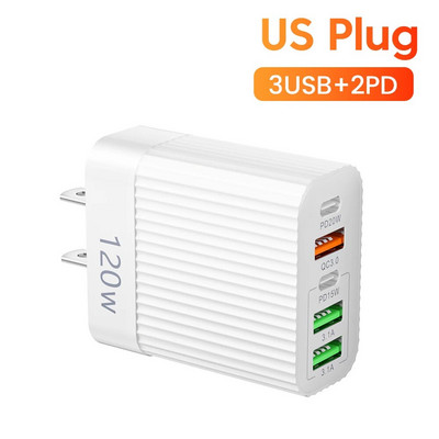 Olaf 120W 5 porturi Încărcător USB Adaptor de încărcare rapidă Tip C Încărcător pentru telefon mobil pentru încărcătoare Xiaomi Huawei Samsung iPhone