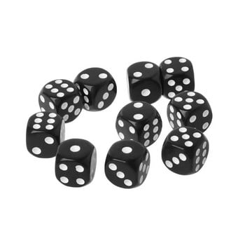 10 τμχ Ακρυλικό ζάρι 16 χιλιοστών Μαύρο/άσπρο 6 όψεων Παιχνίδι Πόκερ Καζίνο Μπαρ Party Dice Ζάρια πολλαπλών πλευρών για επιτραπέζιο παιχνίδι