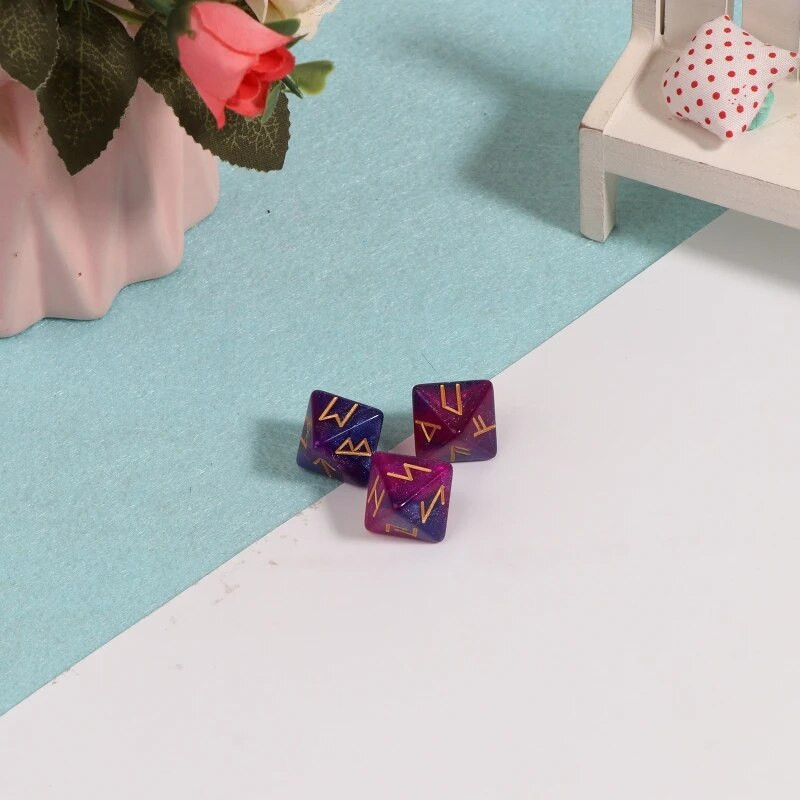 3 tk 8-tahulised ruunitäringud, mitmetahulised täringud akrüülist astroloogilised täringud lauamäng täringutähtkuju ennustamise tarvik