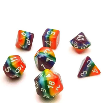 7Pcs/Set Polyhedral Rainbow Dice Set Game Dice for TRPG DND Accessories Polyhedral Dice for Board Game Math Games